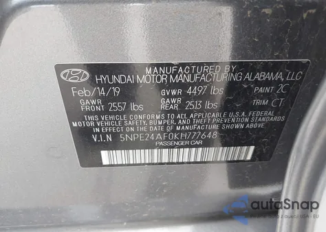2019 Hyundai Sonata Se from USA, damaged, VIN 5NPE24AF0KH777648